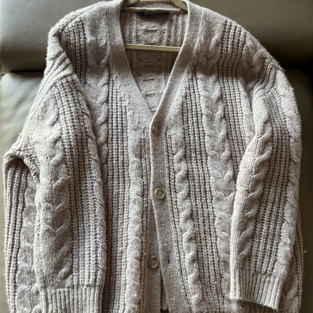 Jenni Kayne Taupe Cable Knit Cardigan